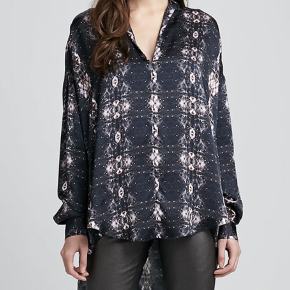 Theyskens' Theory Beasy printed Long Sleeve silk blouse M